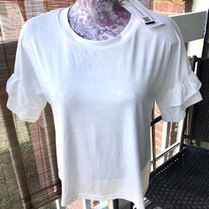 White Ruffled Crop T-shirt